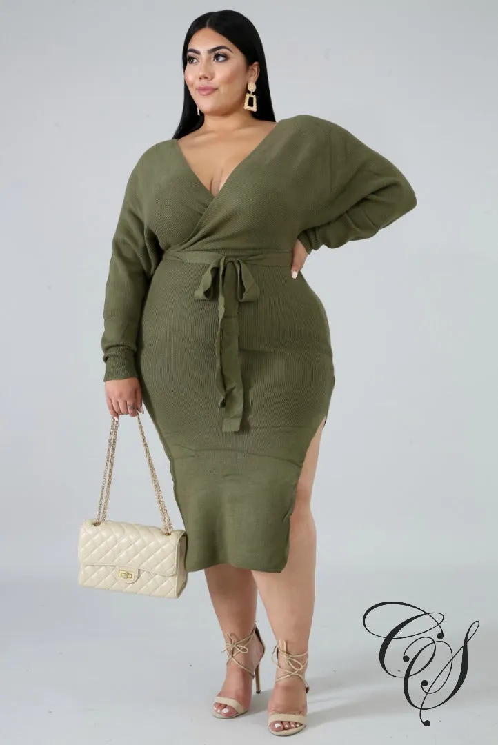 Adanna Slit Sweater Dress
